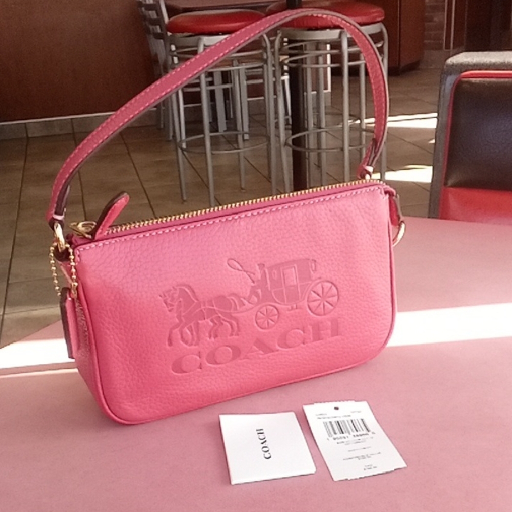 NWT Spring Easter Coach Carriage Strawberry Haze Leather Handbag Wristlet